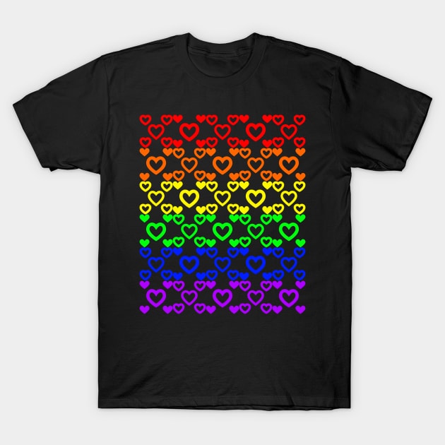 Rainbow Gay Pride Hearts T-Shirt by Muzehack